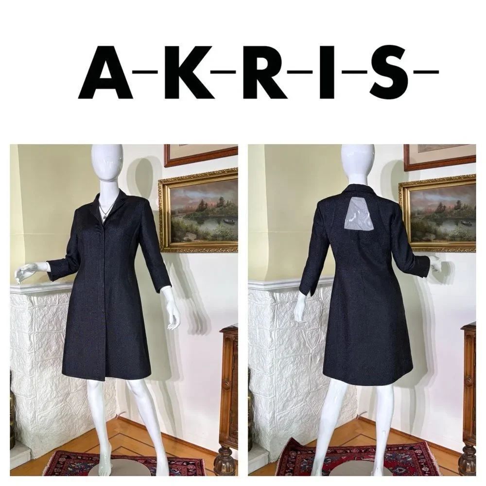 AKRIS Black Textured Cocktail Dress | Silk Lined | Minimalist Designer Elegance